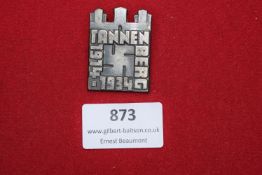 Tannenberg Memorial Badge 1934/35, a rectangular commemorative badge struck in silvered metal,