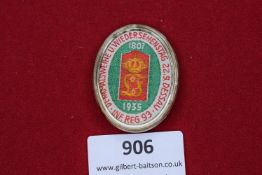 1935 Dessau Commemorative Badge, issued for monument dedication and Lower Saxony Day, with fabric