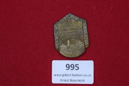 Bezirks-Probeturmen Neckartulist, Hirschhorn 1933, a bronze shield-shaped event badge, dated 8–9