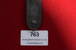 German Day Badge, shield-shaped grey alloy, Gautag Münsterland 28 Okt. 1934, with Münster