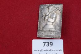 A German Day Badge, rectangular silvered example for the 19. Deutsches Bundesschiessen, Köln 1930,