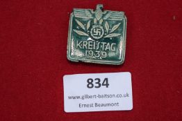 German Kreistag 1939 day badge, green enamel finish.