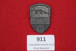 1929 Schweres Heeres Artillerie Regiment shooting festival badge, detailed with fortress and