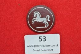 Round badge with a rearing horse, the coat of arms of Lower Saxony (Niedersachsen)