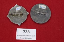 Two German Third Reich Day Badges: one for Kreistag 1938 Osnabrück Stadt-Kreis, swastika design; the