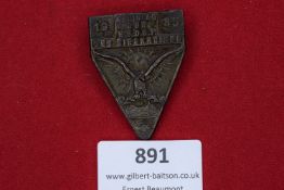 Kreistag der NSDAP Badge, 1935. Triangular bronze badge for the District Rally of the NSDAP,
