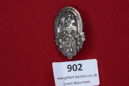 German 1930 Hauptausflug Zweibrücken Badge, a decorative piece featuring crest, roses and vines,