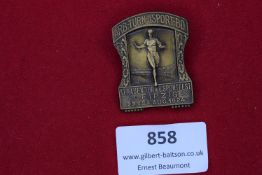 1924 Leipzig Sports Festival Badge, bronze tinnie for the 1st Women’s Gymnastics and Sports