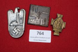 Three German Day Badges, including: tall silvered badge Gau Appell Halle-Merseburg 15./16.6.35