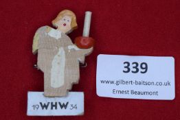 WHW Wooden Badge – Angel with Candle 1934