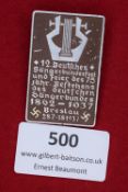 A rectangular aluminium tinnie for the 12. Deutsches Sängerbundesfest, Breslau 1937, commemorating