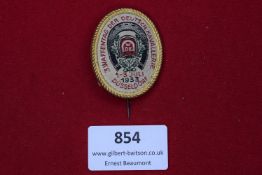 Embroidered cloth oval badge, gilt edge, for the 3rd Weapons Day of German Cavalry, Düsseldorf, 1–