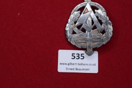 A Third Reich SA Sports and Defence badge, SA Gruppe Niederrhein, dated 24–25th July 1937. Struck in