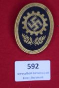 German WWII RADwJ (Reichsarbeitsdienst der weiblichen Jugend) cloth and metal cap badge, oval form