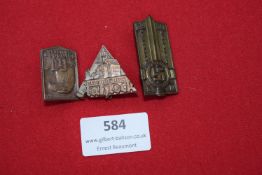 Three Hitler Youth event badges, including: a 1932 Zeltlager (camp) badge; a Jugendburg Hanstein