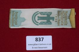 1936 National Festival Commemorative Ribbon, Burg und Tupper Düsseldorf.
