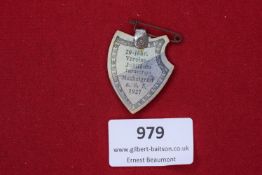 German Paper Badge, commemorating the 20th Anniversary of a Verein (club), dated 1927, shield-shaped