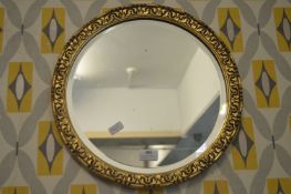 Gilt Framed Circular Bevelled Edge Wall Mirror