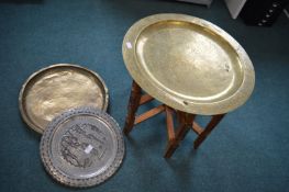 Eastern Brass Folding Table and Two Trays