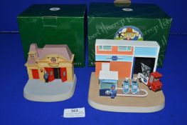 2x Camberwick Green Models by Robert Harrop Including Crocket’s Garage, and Trumpton Station