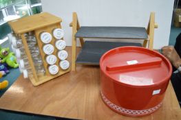 Rotating Wooden Spice Rack, Cake Stand, and Cake Tin