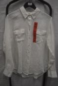 *Jachs Girlfriend White Long Sleeve Linen Blouse Size: M