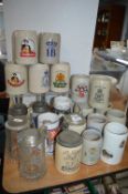 German Glass and Stoneware Beer Steins