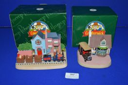 2x Camberwick Green Trumpton Scenes by Robert Harrop Including the Train, and the Bakery