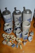 German Stoneware Beer Steins Including Miniatures