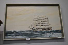 Sailing Ship Oil on Board by Bill Welburn 1975
