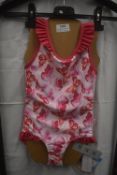 Seafolly Pink Butterfly Frill Swimsuit Size: 3 years