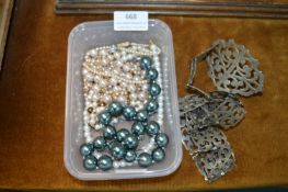 Vintage Costume Jewellery Brooches, and a Nurses Bell