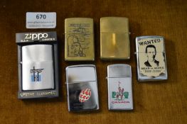 6x Zippo Petrol Lighters