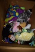 *Box of Assorted Plush Toys and Dolls