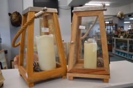 Pair of Wood Cased Lanterns