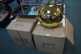 2x iLite Gold Effect Pendant Lamps