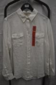 *Jachs Girlfriend White Long Sleeve Linen Blouse Size: M
