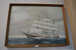 Sailing Ship Oil on Board by Bill Welburn 1980