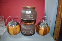 Vintage Kitchen Storage Jars Including Hornsea Pottery