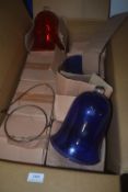 *Box of Blue and Red Glass Bell Lanterns