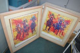 Pair of Horse Racing Prints by David Bent