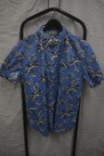 *Jachs Blue Palm Short Sleeve Shirt Size: L