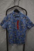 *Jachs Blue Palm Short Sleeve Shirt Size: M