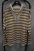 *Gianni Feraud Tan & White Zip Neck Lightweight Jumper Size: M
