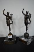 Pair of Presentation Bronze Effect Figures of Mercury