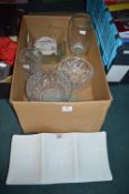 Glass Bowls and Vases, and a Pottery Serving Dish