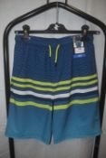 Spyder Blue Pattern Swim Shorts Size: 11-12 years