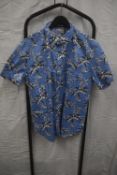*Jachs Blue Palm Short Sleeve Shirt Size: L