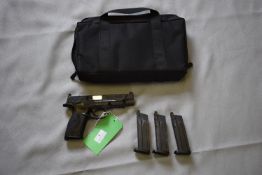 Smith & Wesson M&P9L Performance Center Airsoft Pistol (S/N HVP7422) with three magazines and black