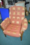 Ercol Armchair with Red Upholstered